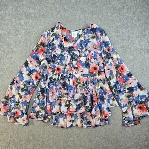 Misa Los Angeles Damaris Blouse Womens S Floral Tie Dye Ruffled‎ Artsy Boho
